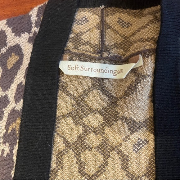 Soft Surroundings Knit Leopard Print Duster Cardigan Sweater Casual Medium - Picture 4 of 8